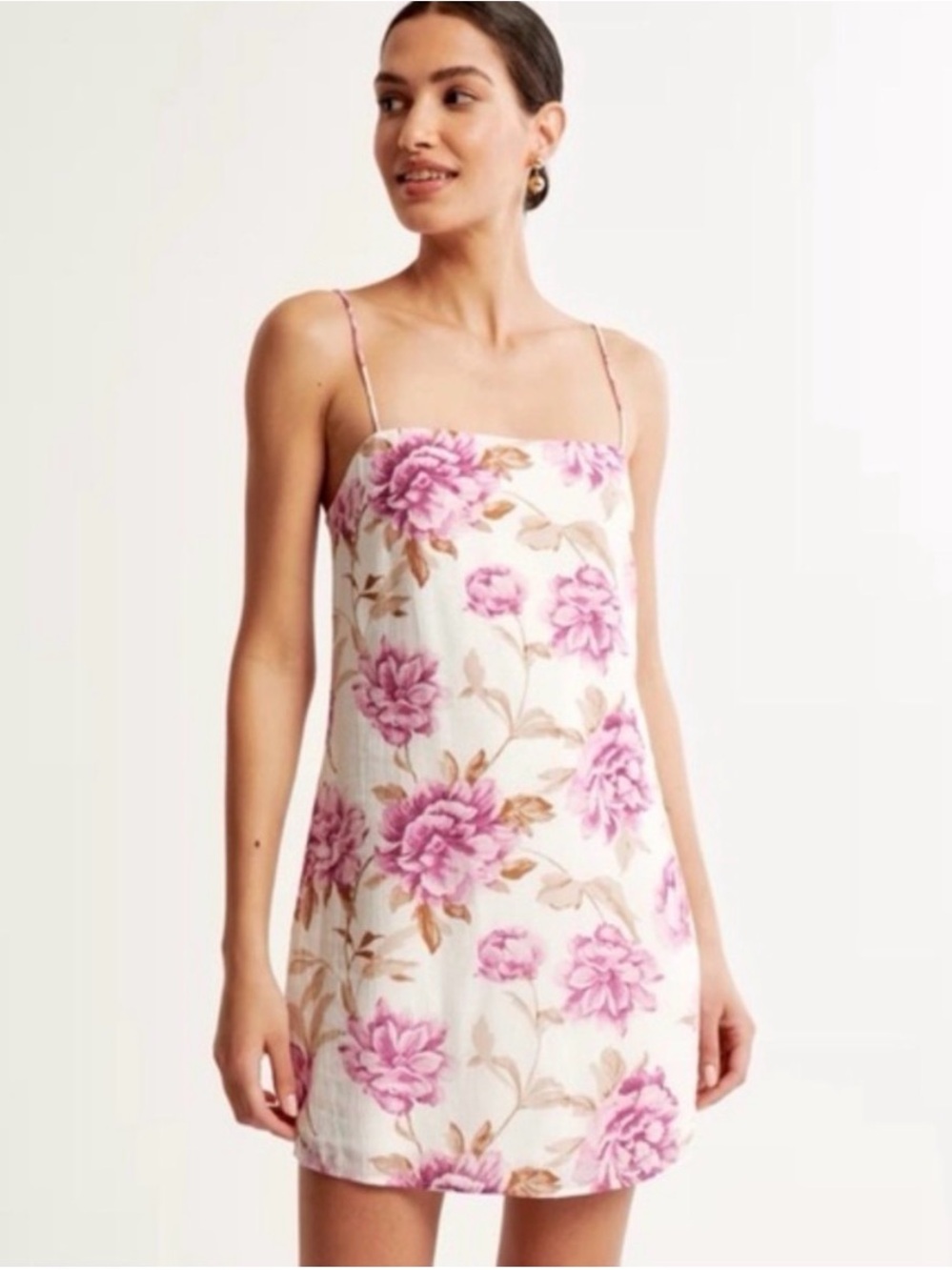 Abercrombie & Fitch Floral Print Crinkle Textured Mini Dress